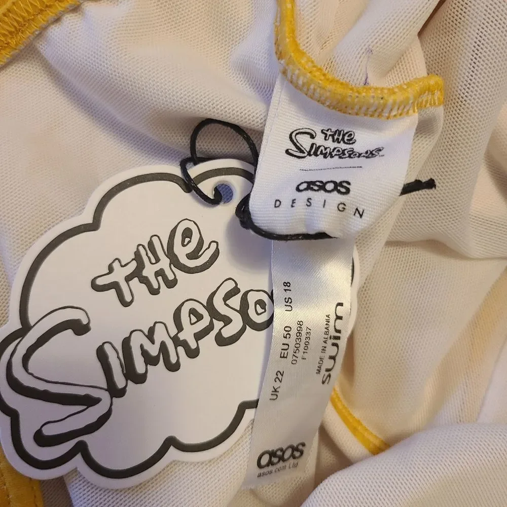 The Simpsons x ASOS Design Lisa Simpson One Piece Swimsuit Size 18 NWT